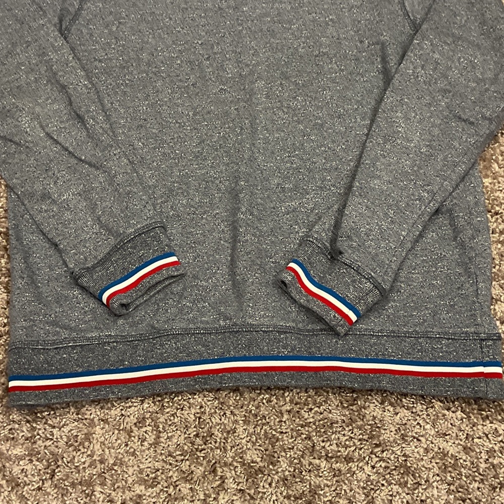 Adidas Gray Crewneck Sweater with Sporty Striped Trim, Size M - Picture 3 of 4